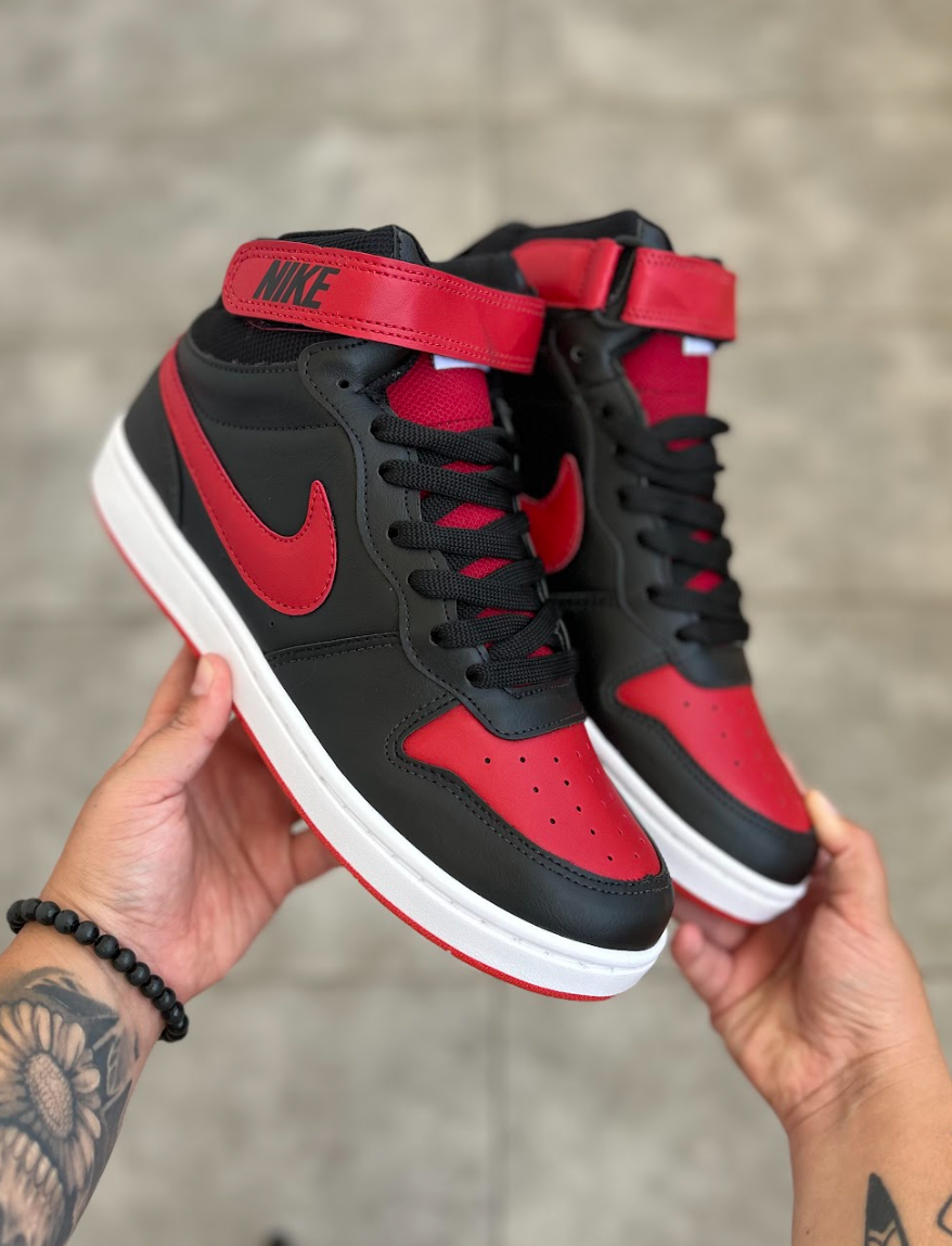 Nike Court Borough MID - Preto/Vermelho