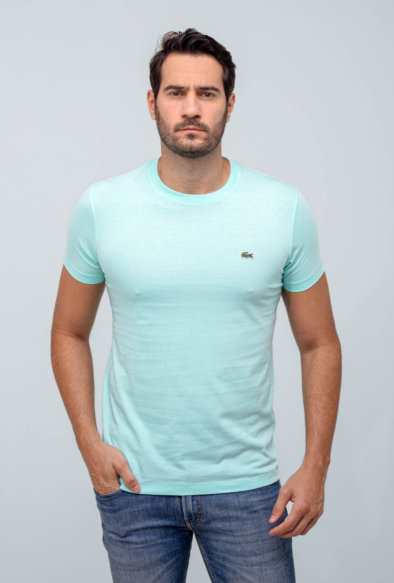 Camiseta Lacoste Básica Regular Fit Pima - Sale Verde Agua