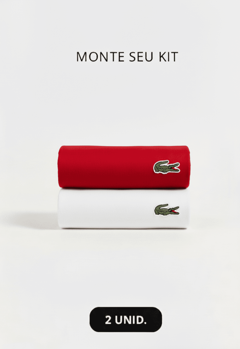 NATAL E ANO NOVO - Lacoste Básica Regular Fit Pima- Sale Branco/Vermelho