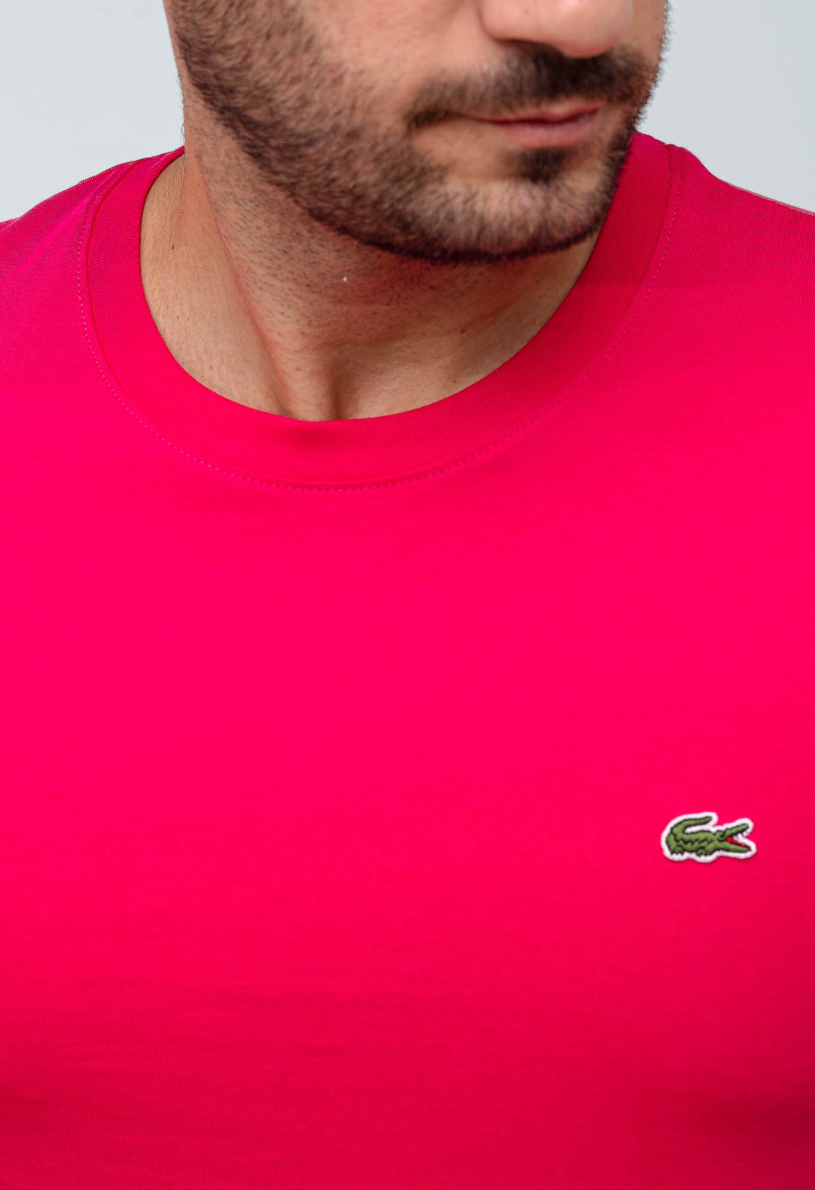 Camiseta Lacoste Básica Regular Fit Pima - Sale Rosa Escuro