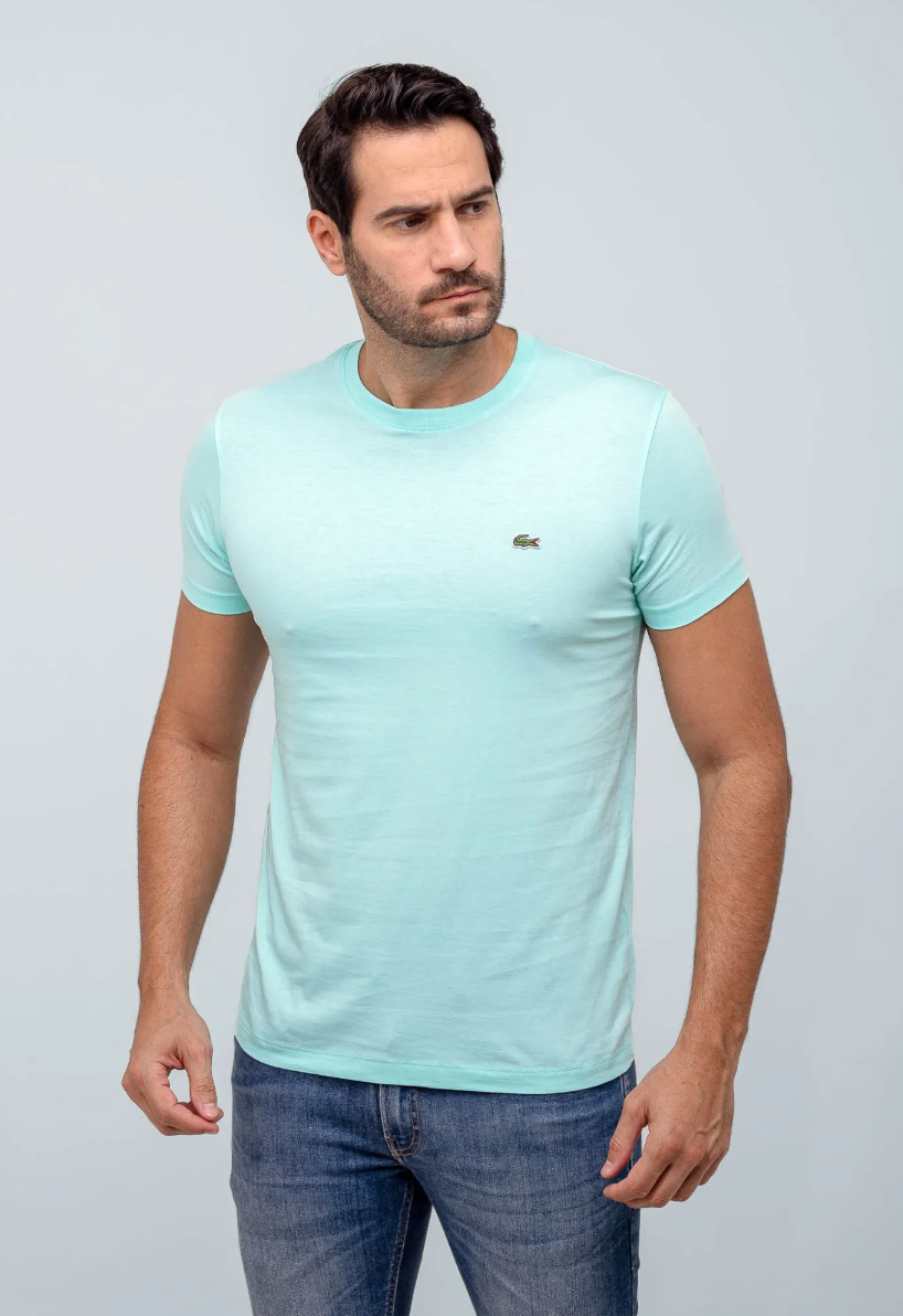 Camiseta Lacoste Básica Regular Fit Pima - Sale Verde Agua