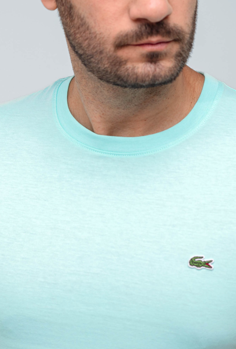 Camiseta Lacoste Básica Regular Fit Pima - Sale Verde Agua