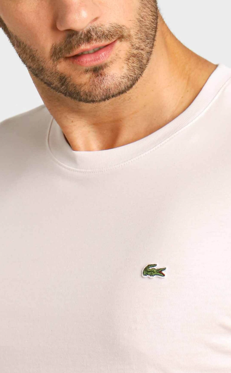 Camiseta Lacoste Básica Regular Fit Pima - Sale Branco