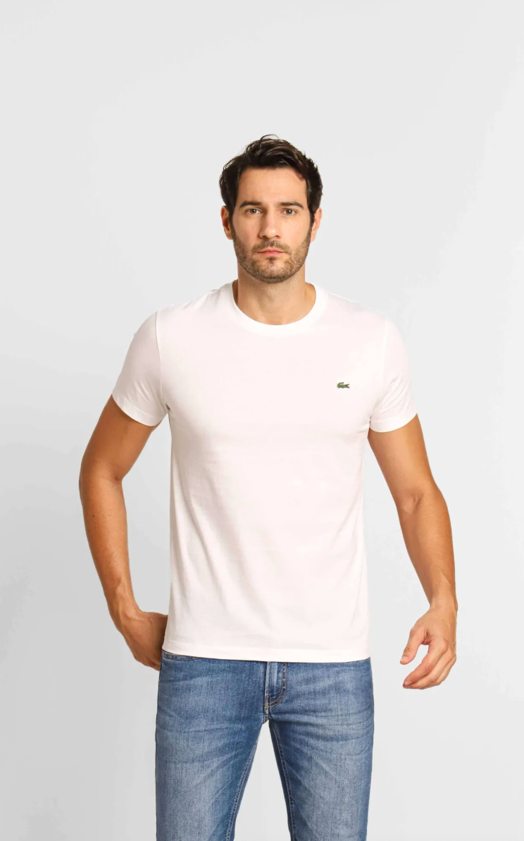 Kit 3 Camisetas Lacoste Básica Regular Fit Pima- Sale Branco/Preto/Marinho