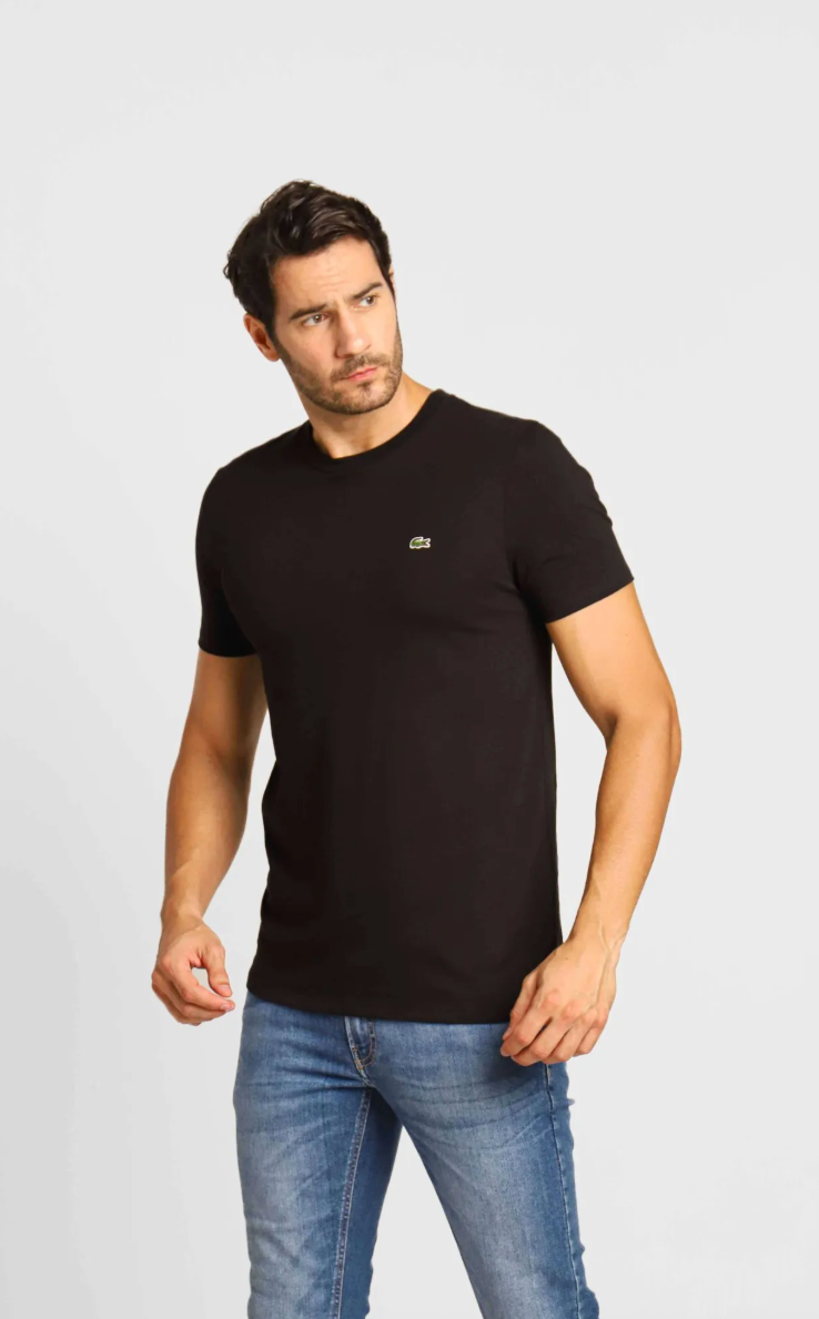Kit 3 Camisetas Lacoste Básica Regular Fit Pima- Sale Branco/Preto/Marinho