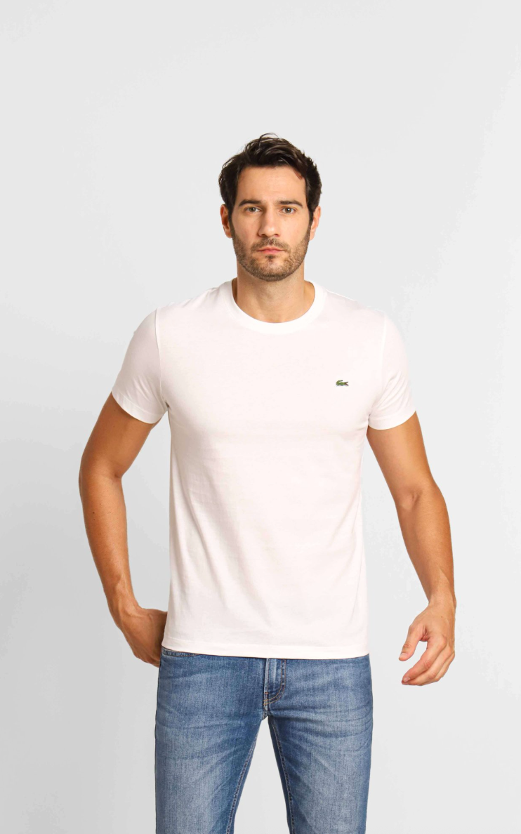 Kit 2 Camisetas Lacoste Básica Regular Fit Pima- Sale Branco/Preto
