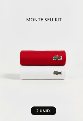 NATAL E ANO NOVO -  Lacoste Básica Regular Fit Pima- Sale Branco/Vermelho