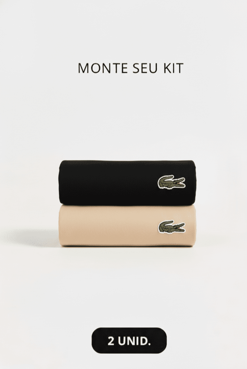 Kit 2 Camisetas Lacoste Básica Regular Fit Pima- Sale Preto/Bege